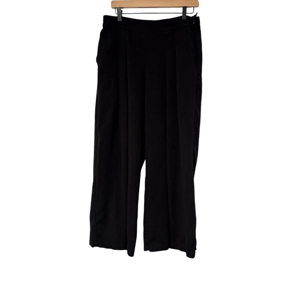 Eileen Fisher Black Wide-Leg Pleated Pants Size Small